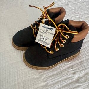 Timberland Black and Tan Kids Boots